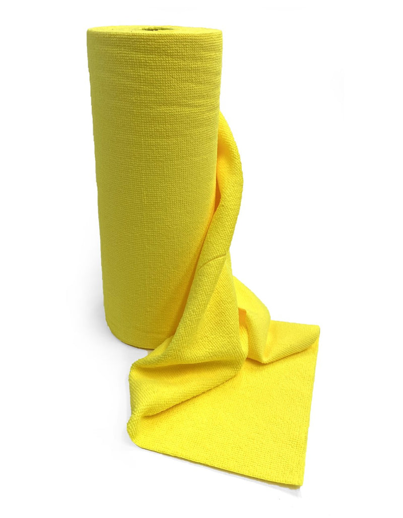 Quick Tear Off Microfibre Cloths Roll – Yellow 300 x 300mm - 50 sheets