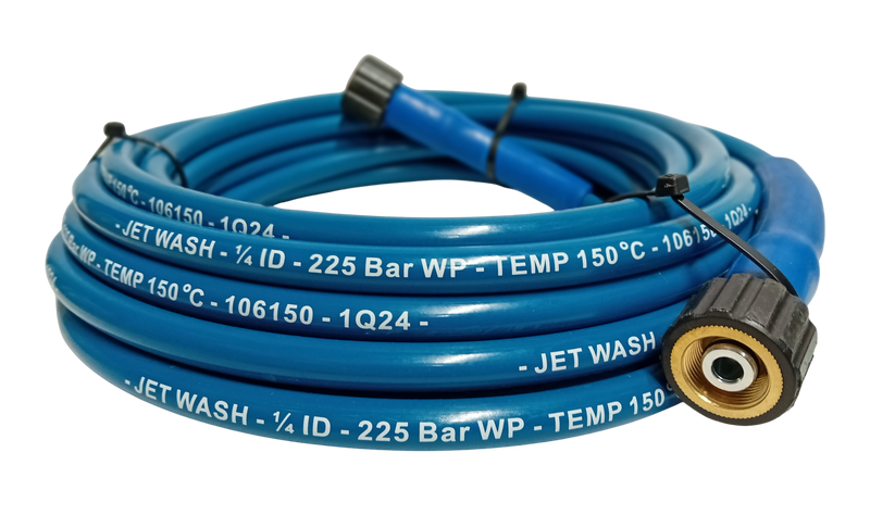 Slick Blue Pressure Washer Hose HD 1/4" 1 Wire M22 to M22 225 Bar 150deg C - 20 metre