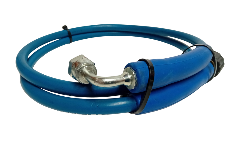 Slick Blue Pressure Washer Hose Reel/Fly Hose 1/4" 1 Wire 225 Bar 150deg C M22 - 3/8"F Swept 90 degree Fittings - 1.5 metre