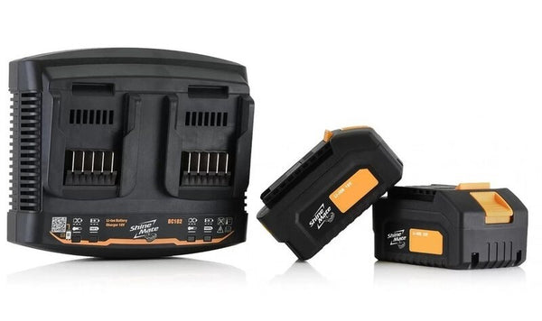 Two 2.5Ah 18v Replacement Batteries & Dual Channel Rapid Charger for ShineMate Cordless Polishers