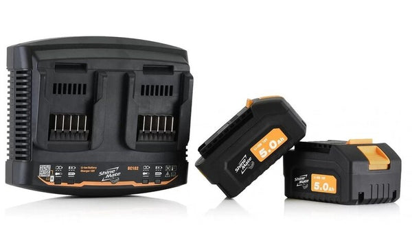Two 5.0Ah 18v Replacement Batteries & Dual Channel Rapid Charger for ShineMate Cordless Polishers