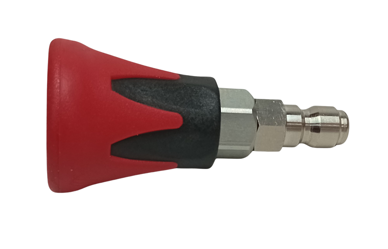 Pressure Washer Nozzle 0 degrees 11.6mm QR with rubber guard Red  Stainless Steel