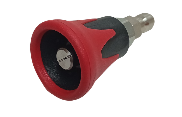 Pressure Washer Nozzle 0 degrees 11.6mm QR with rubber guard Red  Stainless Steel