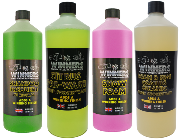 Winners Prepare for Winter Kit: Citrus Pre-Wash, Snow Foam, Shampoo Frequent, and Foam & Seal Coating Ceramic - 1L each